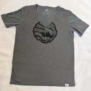 Tentree Olive Green V-Neck Tree Graphic Tee Women's Large